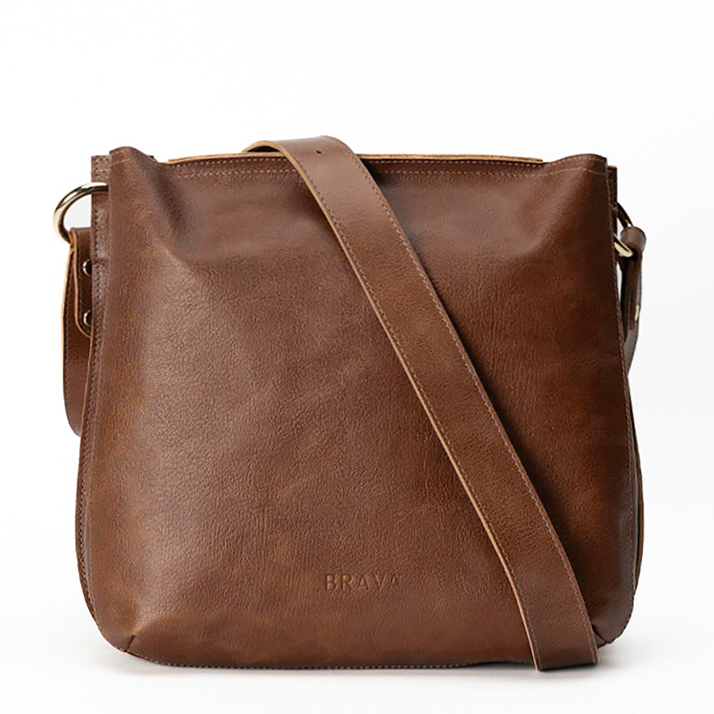 Bandolera de cuero modelo AMELIA Cognac