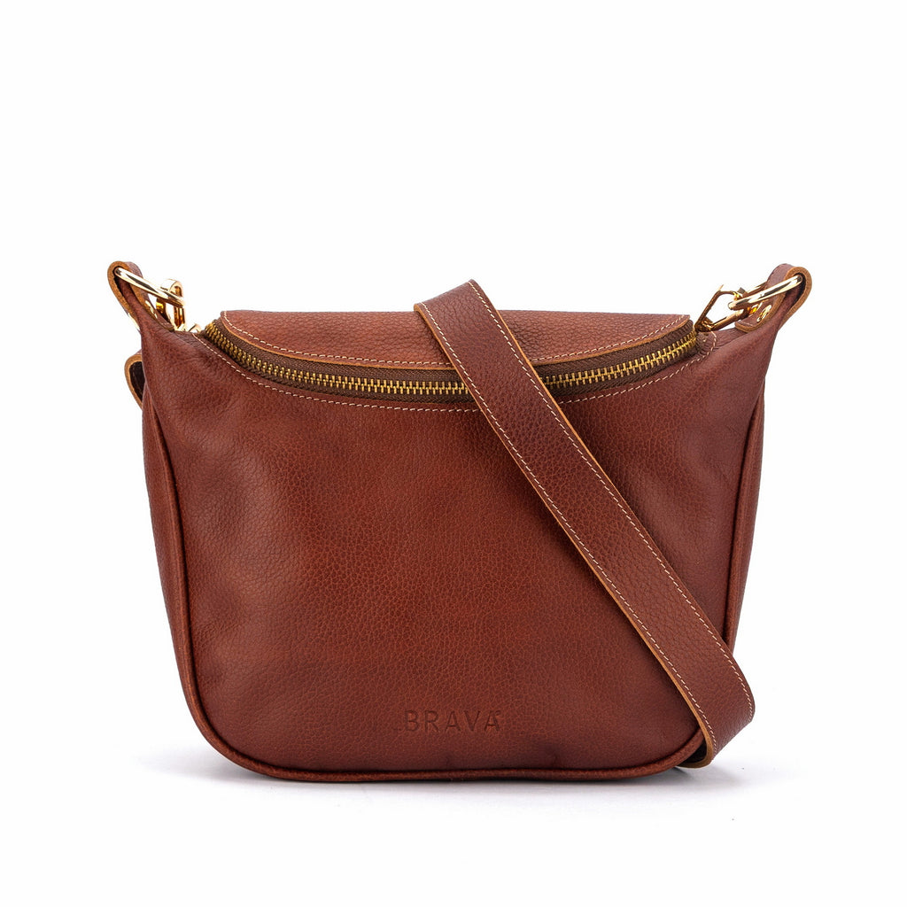 Bandolera de cuero modelo FELICIA Cognac