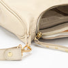 cartera bandolera cruzada de cuero modelo FELICIA marca BRAVA color marfil, vista detalle