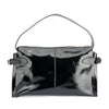 Cartera de cuero riciatto negro, línea estructurada con correa desmontable  cierre con cremallera y bolsillo interior, modelo Michelle marca _BRAVA, vista trasera