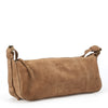 cartera bandolera de gamuza color caramelo modelo REBECA, marca BRAVA, vista diagonal