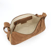 cartera bandolera de gamuza color caramelo modelo REBECA, marca BRAVA, vista interior