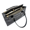 cartera de cuero ejecutiva ALFONSINA XL marca _BRAVA, color negro, 3 compartimientos, vista interior