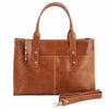 cartera de cuero ejecutiva ALFONSINA XL marca _BRAVA, color castaño 3 compartimientos, vista frontal