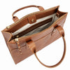 cartera de cuero ejecutiva ALFONSINA XL marca _BRAVA, color castaño 3 compartimientos, vista interior